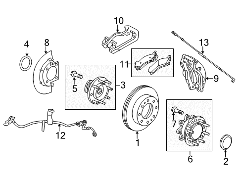 2018 GMC Sierra 2500 HD Brake Components Front Pads Diagram for 84256349