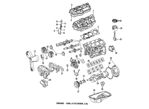 1991 Toyota Camry Engine Parts, Mounts, Cylinder Head & Valves, Camshaft & Timing, Oil Pan, Oil Pump, Crankshaft & Bearings, Pistons, Rings & Bearings Ring Set, Piston Diagram for 13011-62040