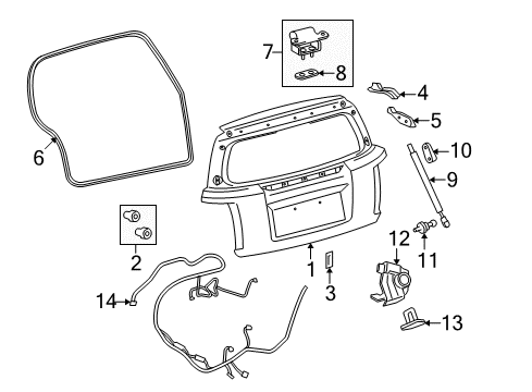 2011 Scion xD Trunk Lid Stay Support Bracket Diagram for 68945-52071