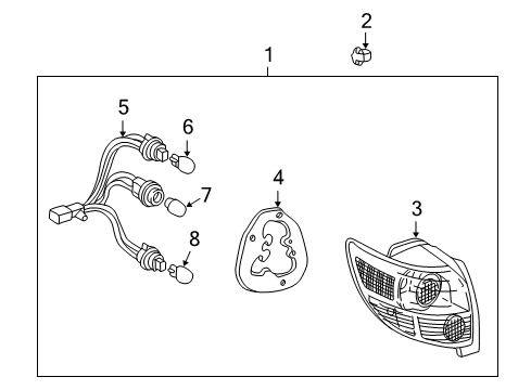 2008 Toyota Matrix Combination Lamps Combo Lamp Assembly Diagram for 81560-02322