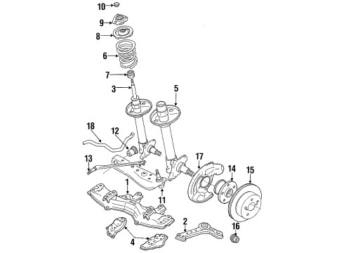 1992 Toyota Cressida Front Suspension Components, Lower Control Arm, Stabilizer Bar Strut Bar Retainer Diagram for 48667-22020
