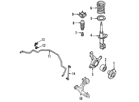 2007 Lincoln MKX Front Suspension Components, Lower Control Arm, Stabilizer Bar Front Hub Diagram for 7T4Z-1104-A