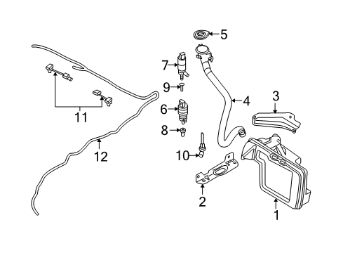 2009 BMW 528i Headlamp Washers/Wipers Bracket, Wash Water Container Top Diagram for 61667209551
