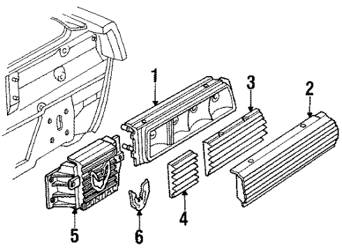 1990 Pontiac Firebird Tail Lamps Lens-Rear Combination Inner Diagram for 16502858