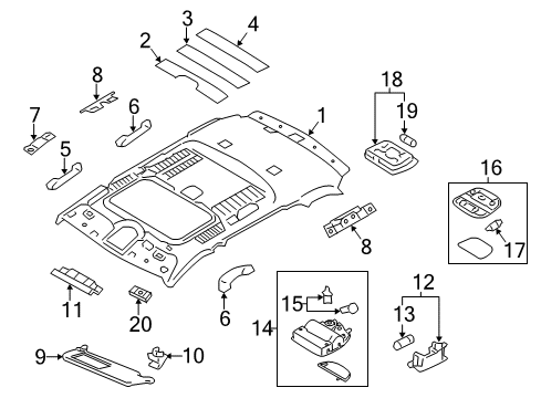 2012 Hyundai Santa Fe Interior Trim - Roof Lamp Assembly-Cargo Diagram for 92620-2E000-TX