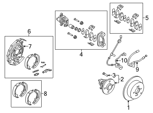 2011 Kia Rio Parking Brake Rear Wheel Hose, Left Diagram for 587371G300