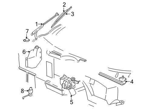 1999 Chevrolet Corvette Wiper & Washer Components Motor Asm, Windshield Wiper Diagram for 12494759