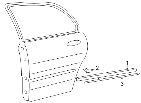 2002 Hyundai XG350 Exterior Trim - Rear Door Waist Line Rear Door-Bright, RH Diagram for 87736-39000