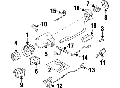 1995 Chevrolet Beretta Shroud, Switches & Levers Actuator Asm, Ignition Switch Diagram for 26013049