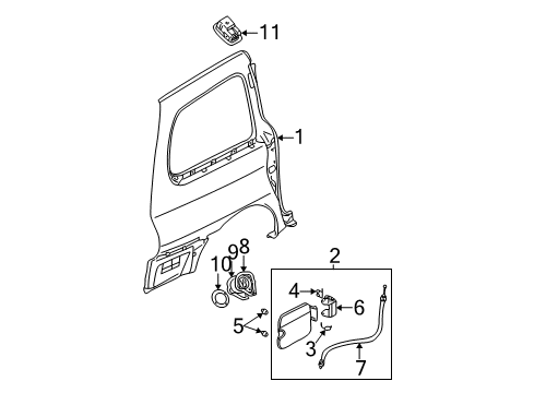 2002 Kia Sedona Fuel Door Bracket-Hinge Diagram for 0K55242421