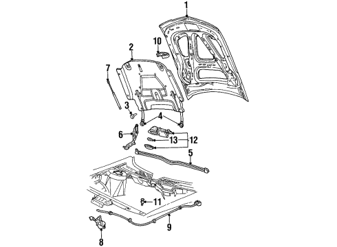 1998 Lincoln Continental Bulbs Hood Diagram for F8OZ-16612-AA