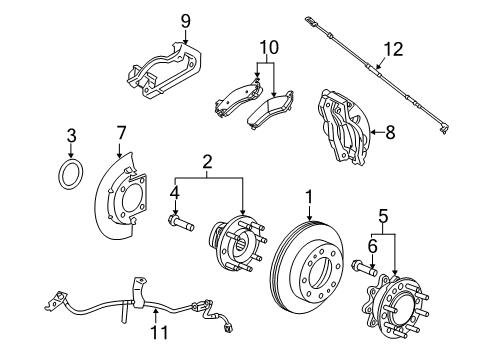 2009 GMC Sierra 2500 HD Anti-Lock Brakes Caliper Support Diagram for 25997054