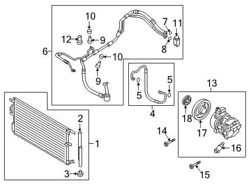 2018 Hyundai Tucson A/C Condenser, Compressor & Lines Compressor Assembly Diagram for 97701-D9001