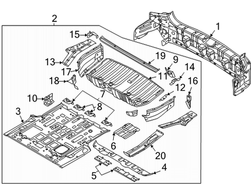 2022 Kia Carnival Rear Body & Floor PANEL ASSY-REAR FLOO Diagram for 65512R0000