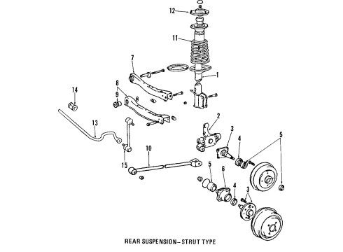 2005 Toyota Camry Rear Suspension Components, Lower Control Arm, Stabilizer Bar Strut Diagram for 48540-A9220