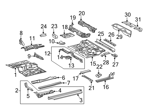 2014 Toyota Tacoma Cab - Floor Front Floor Pan Diagram for 58111-04450