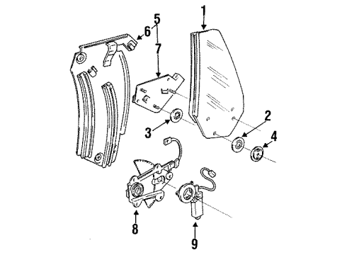 1993 Nissan 240SX Quarter Panel - Glass & Hardware Motor-Side Window Reg, LH Diagram for K3757-9X001