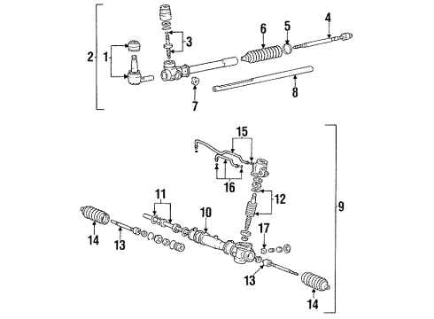 1991 Mitsubishi Precis Steering Column & Wheel, Steering Gear & Linkage Rack Assembly-Power Steering Gear Box Diagram for 57720-24000