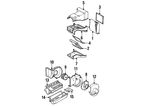 1997 Chevrolet K2500 Suburban Blower Motor & Fan Seal, Heater Core Shroud Diagram for 52467060