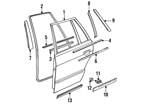 1995 BMW 530i Rear Door Door Weatherstrip, Rear Right Diagram for 51229061486