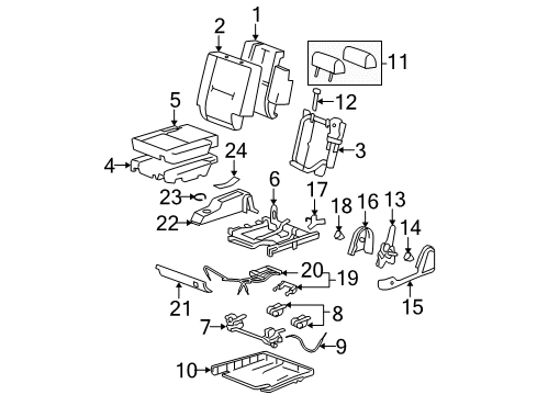 2009 Chevrolet Suburban 1500 Rear Seat Components Lower Trim Diagram for 15804453