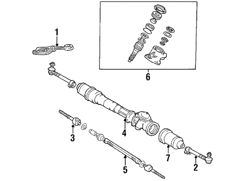 1987 Toyota Corolla Steering Column, Steering Wheel & Trim, Steering Gear & Linkage Pinion Diagram for 44201-12060