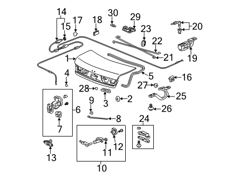 2004 Honda Accord Fuel Door Cable, Trunk & Fuel Lid Diagram for 74880-SDA-405