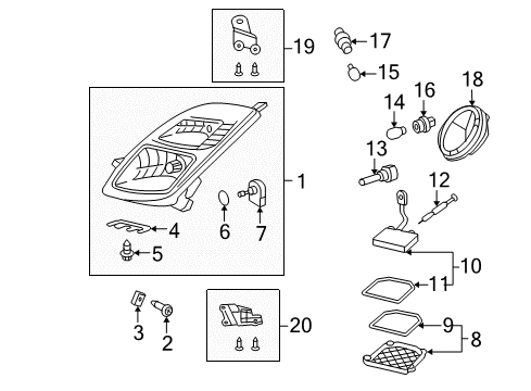 2006 Toyota Prius Headlamps Leveling Motor Diagram for 85661-12010