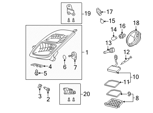 2006 Toyota Prius Headlamps Socket Diagram for 90075-60004