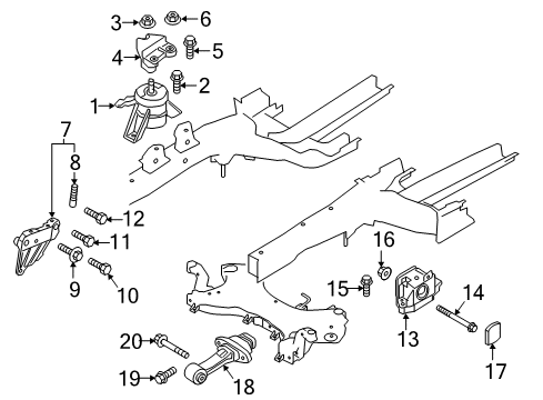 2016 Kia Optima Engine & Trans Mounting Engine Mounting Support Bracket Diagram for 21825D4000