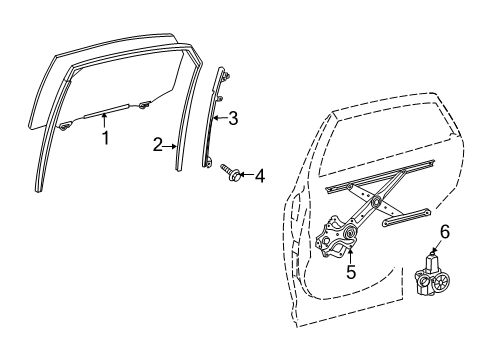 2015 Lexus RX350 Rear Door Run, Rear Door Glass Diagram for 68142-48052