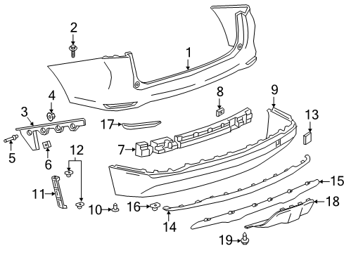 2021 Chevrolet Equinox Bumper & Components - Rear Molding Diagram for 23218672