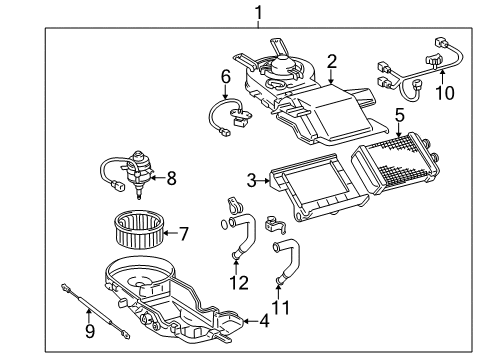 1998 Toyota 4Runner Heater Core & Control Valve Heater Assembly Diagram for 87110-35031