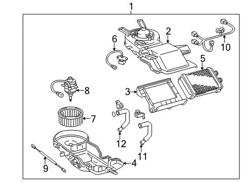 2001 Toyota 4Runner Heater Core & Control Valve Case, Heater Diagram for 87111-35190