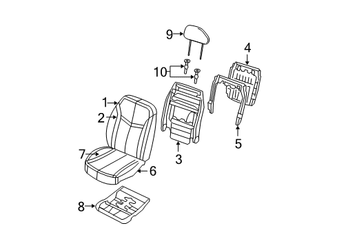 2009 Dodge Avenger Front Seat Components Seat Cushion Foam Diagram for 68005357AC