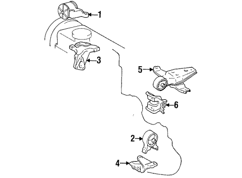 1996 Toyota Tercel Engine & Trans Mounting Bracket, Engine Mounting, Rear Diagram for 12303-11052