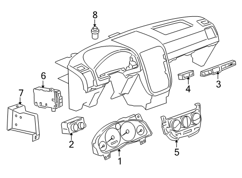 2006 Buick Terraza Switches Switch Asm-Headlamp & Instrument Panel Lamp Dimmer (W/ Housing) *Ebony Diagram for 15119443