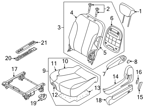 2014 Kia Sedona Second Row Seats Striker Assembly-Rear Seat Diagram for 89550-4D011