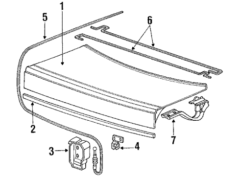 1985 Honda Accord Trunk Cable, Tailgate Opener Diagram for 85525-SA6-003