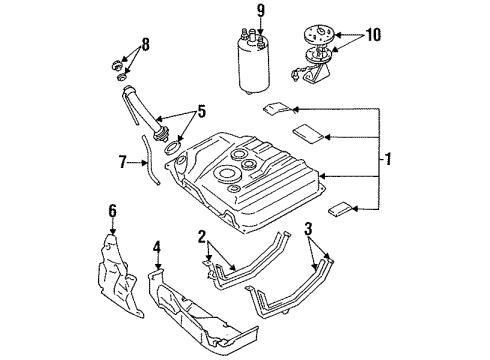 1989 Toyota Cressida Fuel System Components Fuel Tank Strap Diagram for 77601-22100