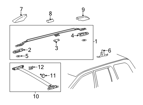 2015 Toyota Land Cruiser Luggage Carrier Cross Bar Plate Diagram for 63467-42011