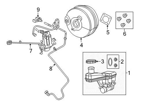 2021 Chrysler Pacifica Hydraulic System Brake Master Cylinder Diagram for 68372582AA