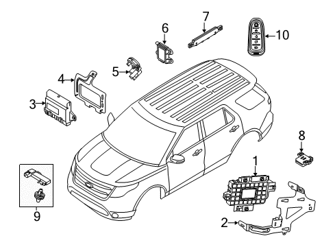 2011 Ford Explorer Keyless Entry Components Control Module Diagram for BB5Z-19G481-J