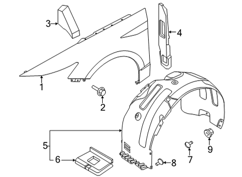 2021 Hyundai Sonata Fender & Components Front Wheel Guard Assembly, Left Diagram for 86811-L0300