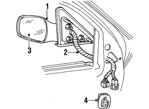 1999 Lincoln Continental Outside Mirrors Mirror Assembly Diagram for 2F3Z-17683-AAA