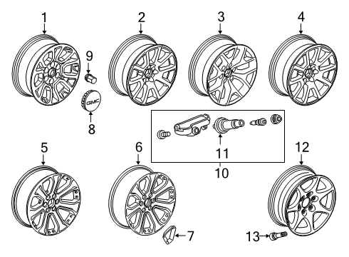 2019 GMC Yukon Wheels Hub Cap ASSEMBLY *Brushed Aluminum Diagram for 20942000