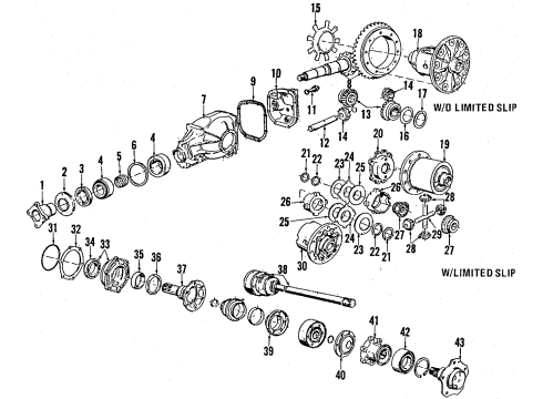 1986 BMW 325e Rear Axle, Axle Shafts & Joints, Differential, Drive Axles Differential Diagram for 33101211733