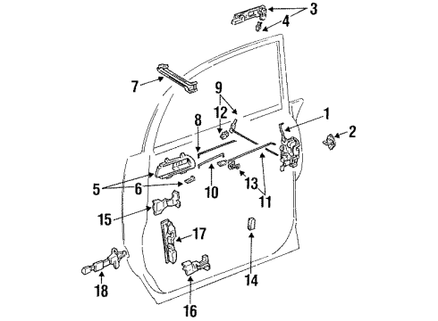 1992 Toyota Previa Front Door Handle, Outside Diagram for 69220-95D00