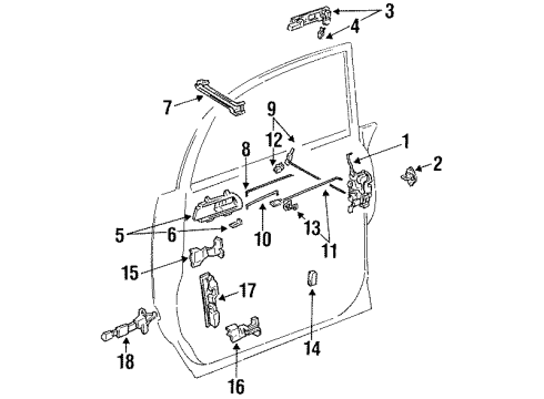 1991 Toyota Previa Front Door Hinge Assy, Front Door, Lower LH Diagram for 68740-95D01