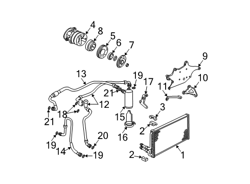 1996 Chevrolet S10 A/C Condenser, Compressor & Lines AC Hose Diagram for 19213722